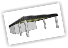 Carport mit Schindelblende