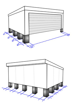 Punktfundament bei einer Fertiggarage