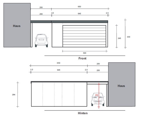 Höhe der Fertiggarage