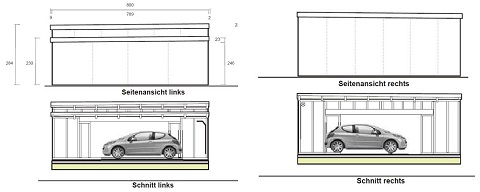 Fertiggarage mit Stauraum